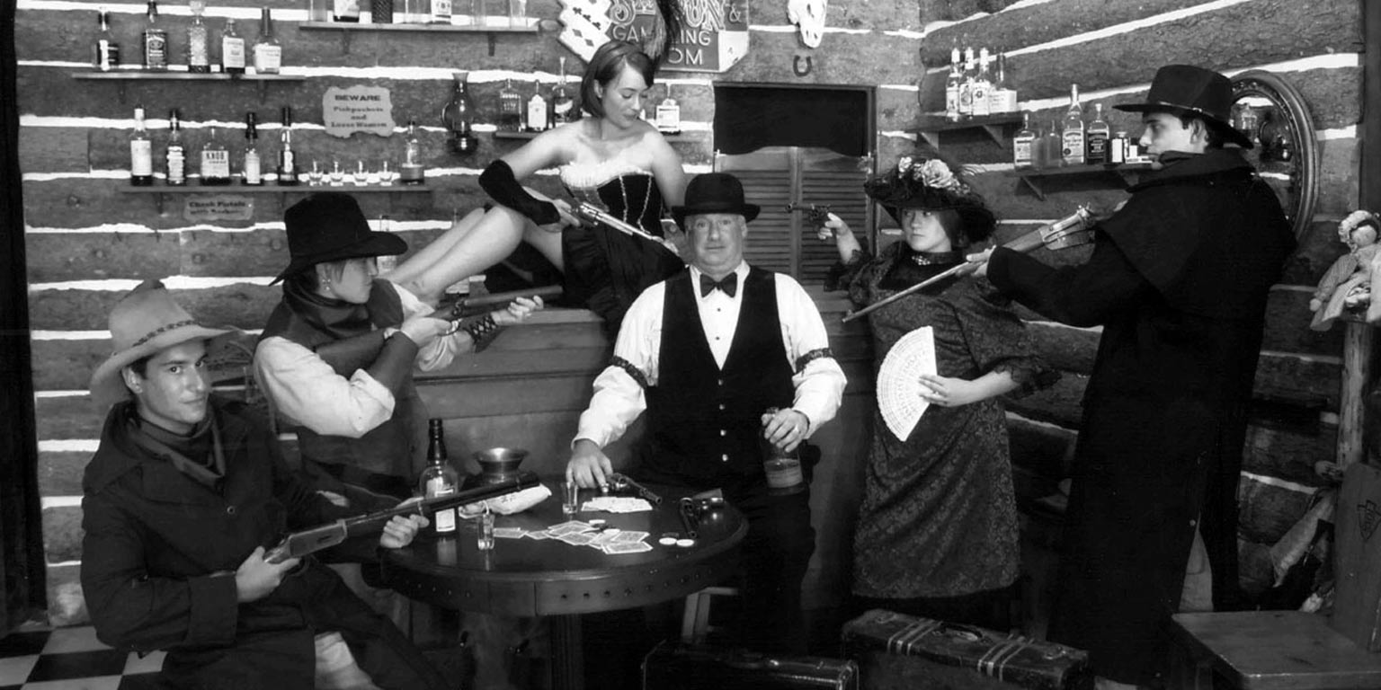 old time wild west photo of students and professor